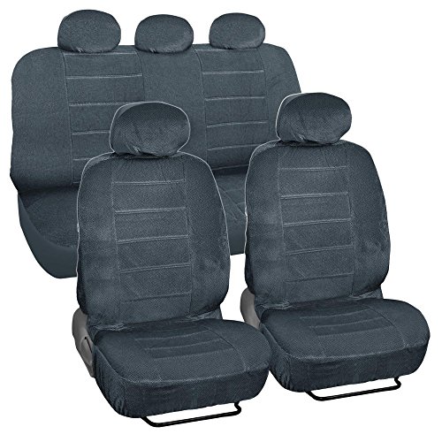 Bdk Cozyseats Fine Regal Fabric Car Seat Covers -Full Set Front & Rear In Charcoal - Original Seat Protection #TOP25
