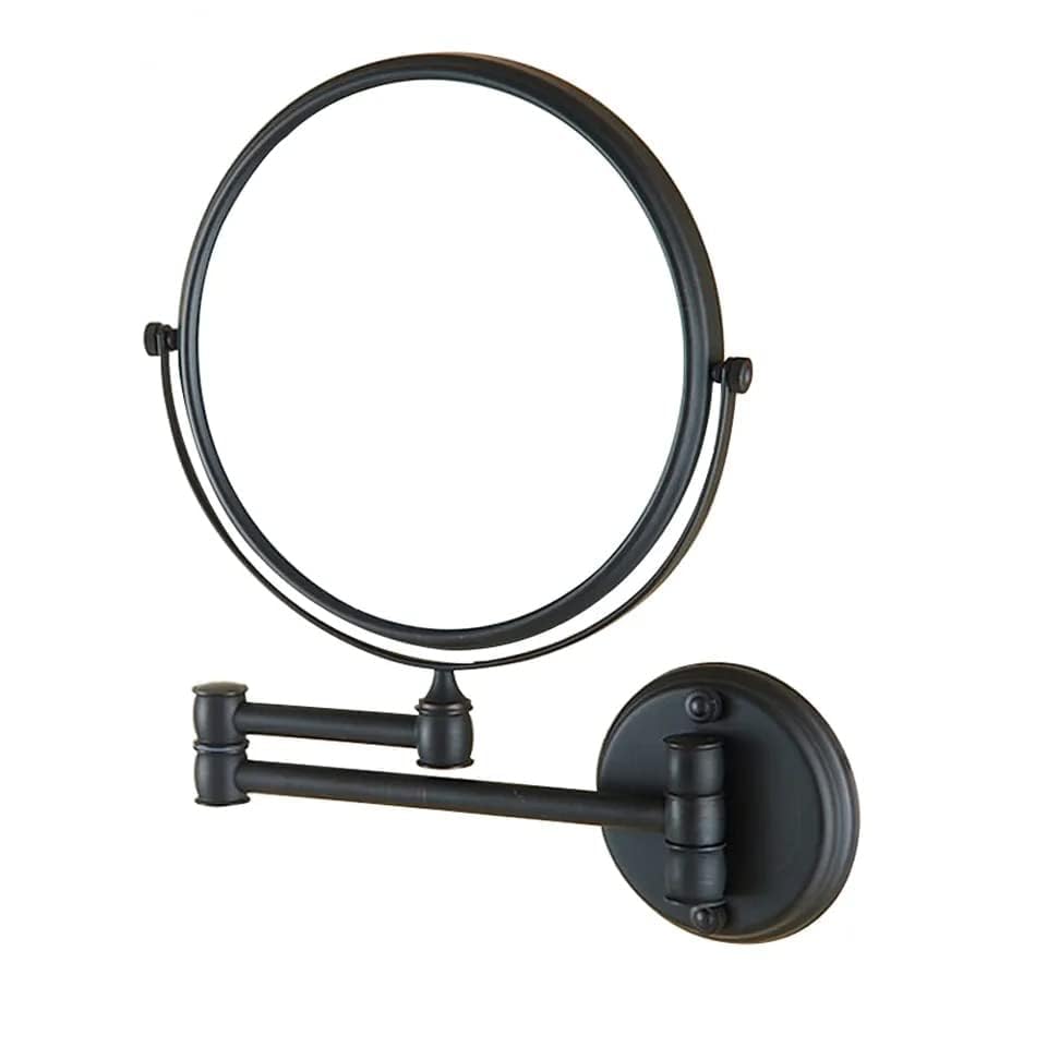 Image of CIPLA PLAST Shaving Mirror for Bathroom | Round Makeup Mirror | Black Mirror | 360 Degree Rotation | Round Brass and Stainless Steel Body | Wall Bracket Mirror with Adjustable Frame (Black)