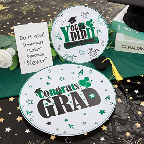 Kire 60 Pack Graduation Plates - Graduation Plastic Plates Include 30 Pcs Green Black Plastic Dinner Plates, 30 Pcs Green Black Plastic Dessert Plates, Disposable Plates For Graduation Party 2023 #TOP4