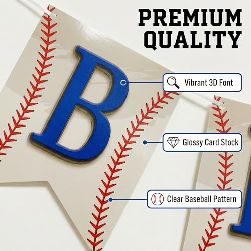 Image of Baseball Happy Birthday Banner for Boys Kids Men