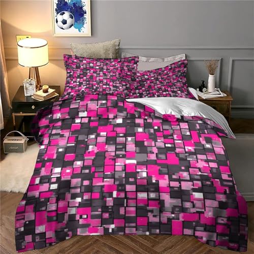 Housse de couette pixel zippée pour lit d'adolescent facile à border