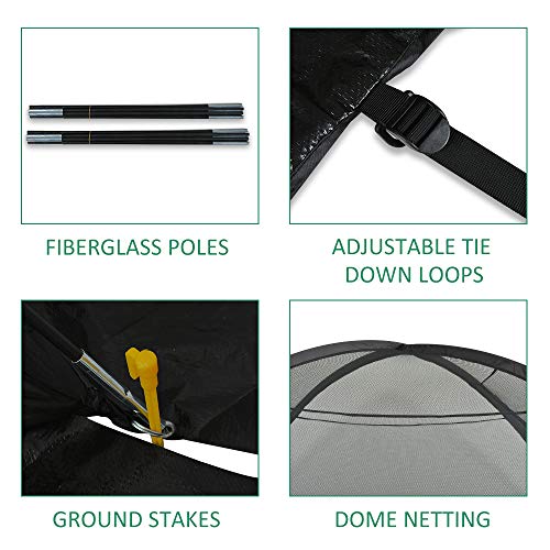 GROWNEER 8x10 Feet Pond Garden Cover Protective Net Tent Dome Netting with 4 Stakes, Storage Bag, Fiberglass Poles, Suitable for Yard, Landscape, Pond, Garden