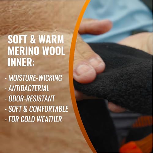 Waterproof Merino Wool Touchscreen Gloves,3-Layer Inusulated Thermal Winter Gloves,Windproof for Hiking,Skiing,Work4