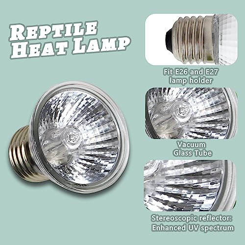 Image of LUCKY HERP 4 Pack 50W UVA UVB Reptile Light Bulbs, Heat Lamp Bulbs for Reptiles and Amphibians, Basking Light Bulb for Turtle, Bearded Dragon, Lizard Heating Use