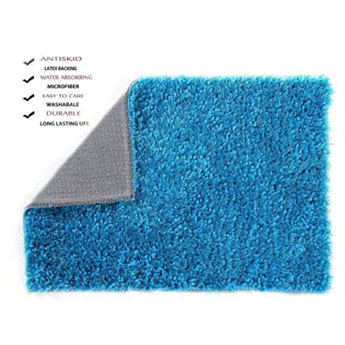 Image of Anti Skid Doormats for Home and Office Entrance Living Room and Bathroom Mats | Entrance Door Mats for Home and Office Entryway. (Solid Turquoise, 16x24)