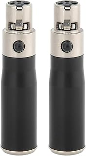 Sanpyl Adaptador de áudio, 2 pçs Mini XLR 3 pinos macho para Mini XLR 4 pinos conector adaptador de áudio de liga de zinco fêmea para, câmeras SLR, câmeras profissionais, equipamento de áudio para microfone
