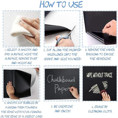 Image of WallDesign Chalkboard Film - Durable, Easy Installation, Customizable Size, Stain-Resistant Surface for Office, Home, Study, Planning, Work