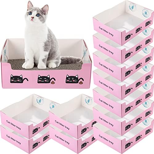 12 Pcs Disposable Cat Litter Box Collapsible Travel Cat