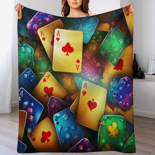 Premium Tagesdecke | Bettüberwurf Wohndecke Weiche Flannel Poker Pattern Decke Sofadecke Mit 3D Muster Vier Jahreszeiten Wohndecke Für Bett/Couch（140×180cm）