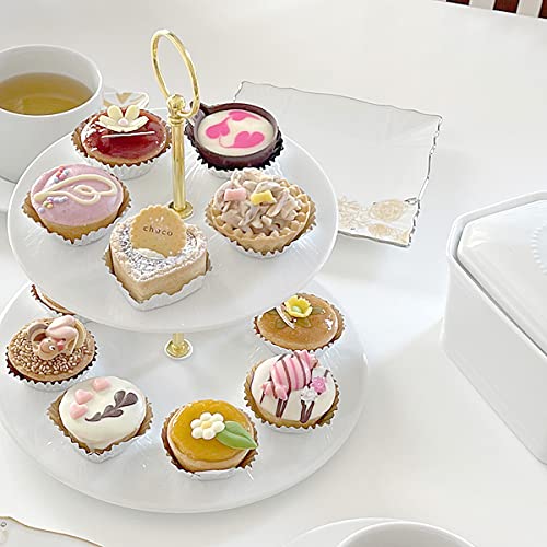 フラット 丸 ケーキスタンド 日本製 磁器 エタージュラ 丸型 2段 ラウンド 陶器 ホワイト