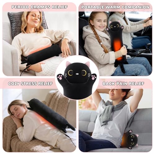 Image of Cat Heating Pad for Period Cramps, USB Power Heated Plush Stuffed Animals | Menstrual Pain Relief Portable Electric Heat Pad, Teen Girl Gifts Trendy Stuff, Funny Gift for Women Teenage Girls Cat Lovers