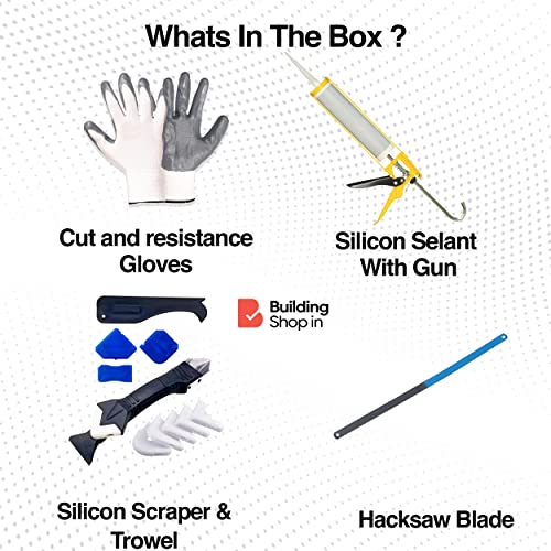 Image of Buildingshop.in Wacker Crack Seal Agent Transparent Liquid (10.1 oz Tube) For Waterproofing Windows, Aquarium, Tiles, Kitchen Also For Bonding Gel Gun (Combo Pack)