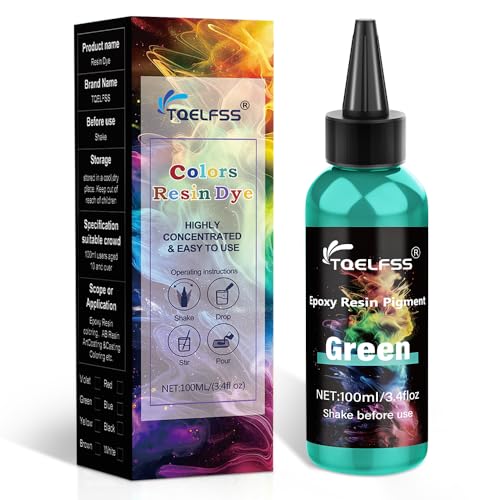 Green Epoxy Resin Pigment - 3.4 fl.oz / 100ml Concentrated Dye for Coaster,River Tables, Opaque Epoxy for DIY Art, UV Resin, Painting,Colorant for Jewelry...