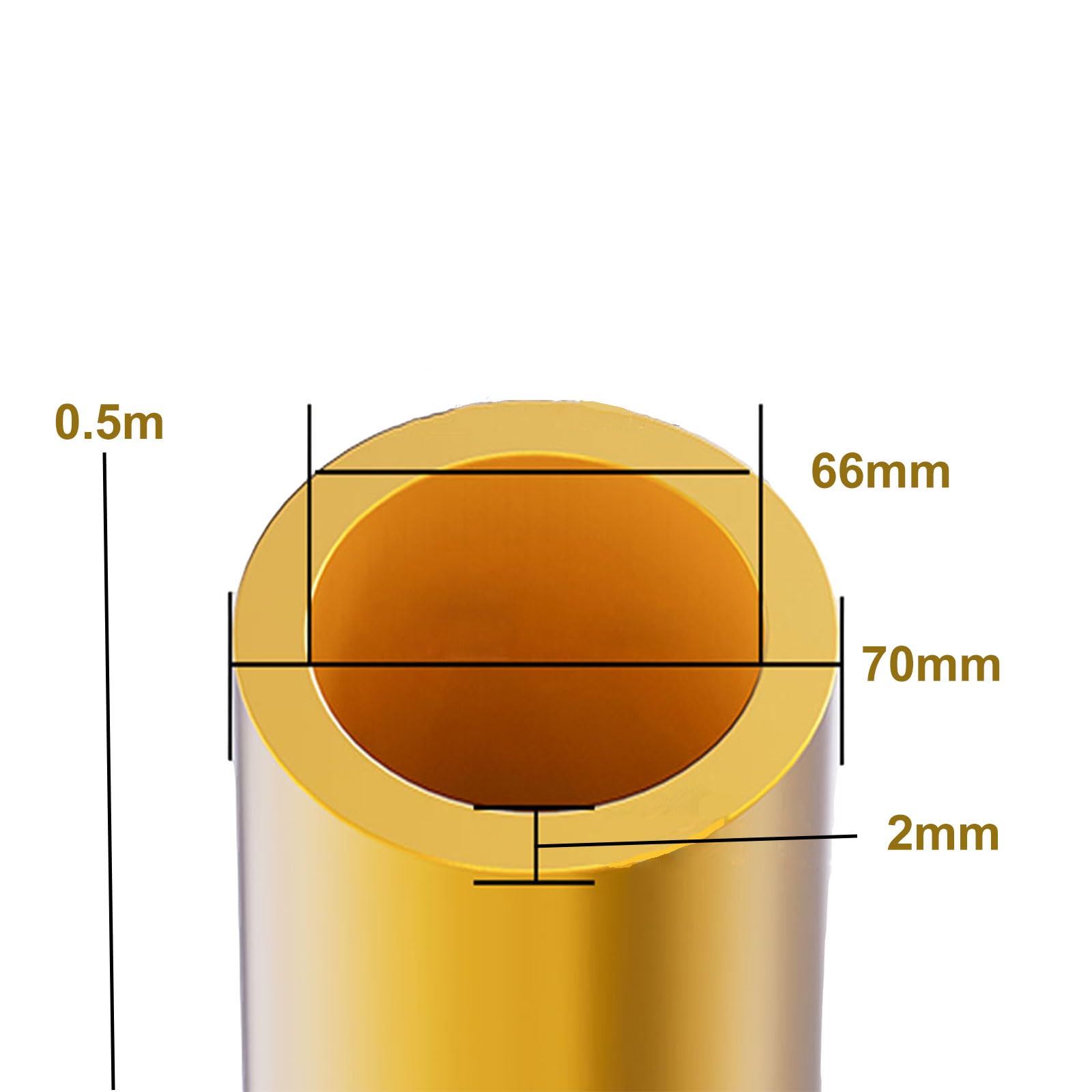 Okrągła rura mosiężna średnica 70 mm, grubość ścianki 1,5-2 mm długość 0,5 m bezszwowa wysoka wytrzymałość precyzyjne proste rury, 70 x 2 mm