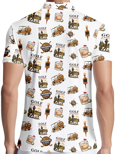 Image of PAGYMO Funny Golf Shirts for Men Crazy Printed Pattern Novelty Moisture Wicking Performance Mens Polo Shirt