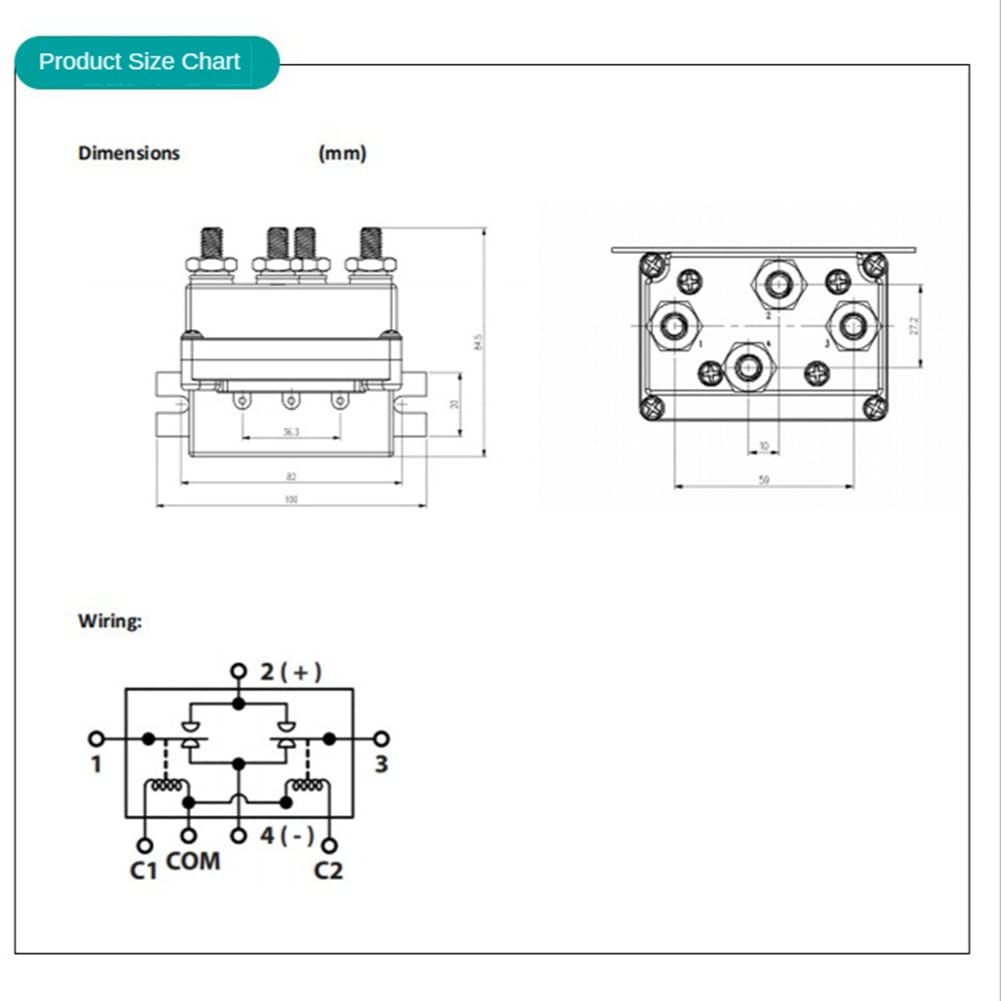 Contacteur Universel Commande de Treuil Relais de SoléNoïDe 12V 500A Relais de SoléNoïDe de Treuil 500A DC Commutateur 4WD ATV Control