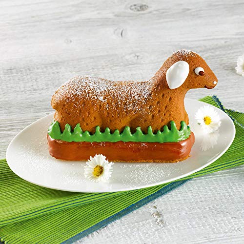 Foto von Original Kaiser Inspiration 3D Osterlamm Backform 0,7l, antihaftbeschichtet, backofenfest, auslaufsicher, hitzebestädnig bis 230°C, leichte Reinigung, Motivbackform mit Silikonklammern