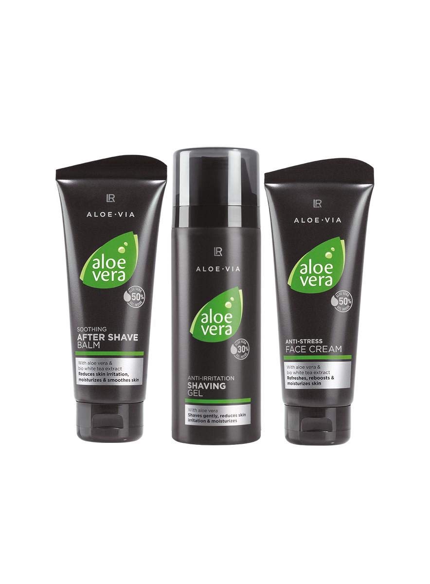 LR ALOE VIA Aloe Vera Men Gesichtspflege-Set (Rasiergel, After Shave Balsam, Gesichtscreme)