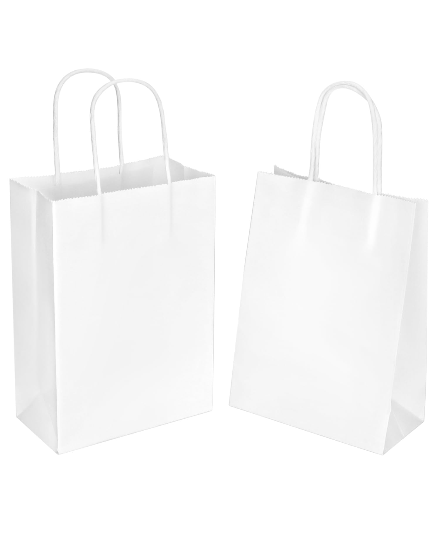 QWORK® 60pc sacchetti carta bianchi con manici, sacchetto regalo, 15X8X21CM, per feste, imballaggi, sacchetti regalo di compleanno, borse per la spesa