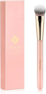 TEOYALL Flat Angled Concealer Bronzer Brush, Medium Synthetic Bristles Flawless Coverage Multitask Brush with Liquid Cream Powder
