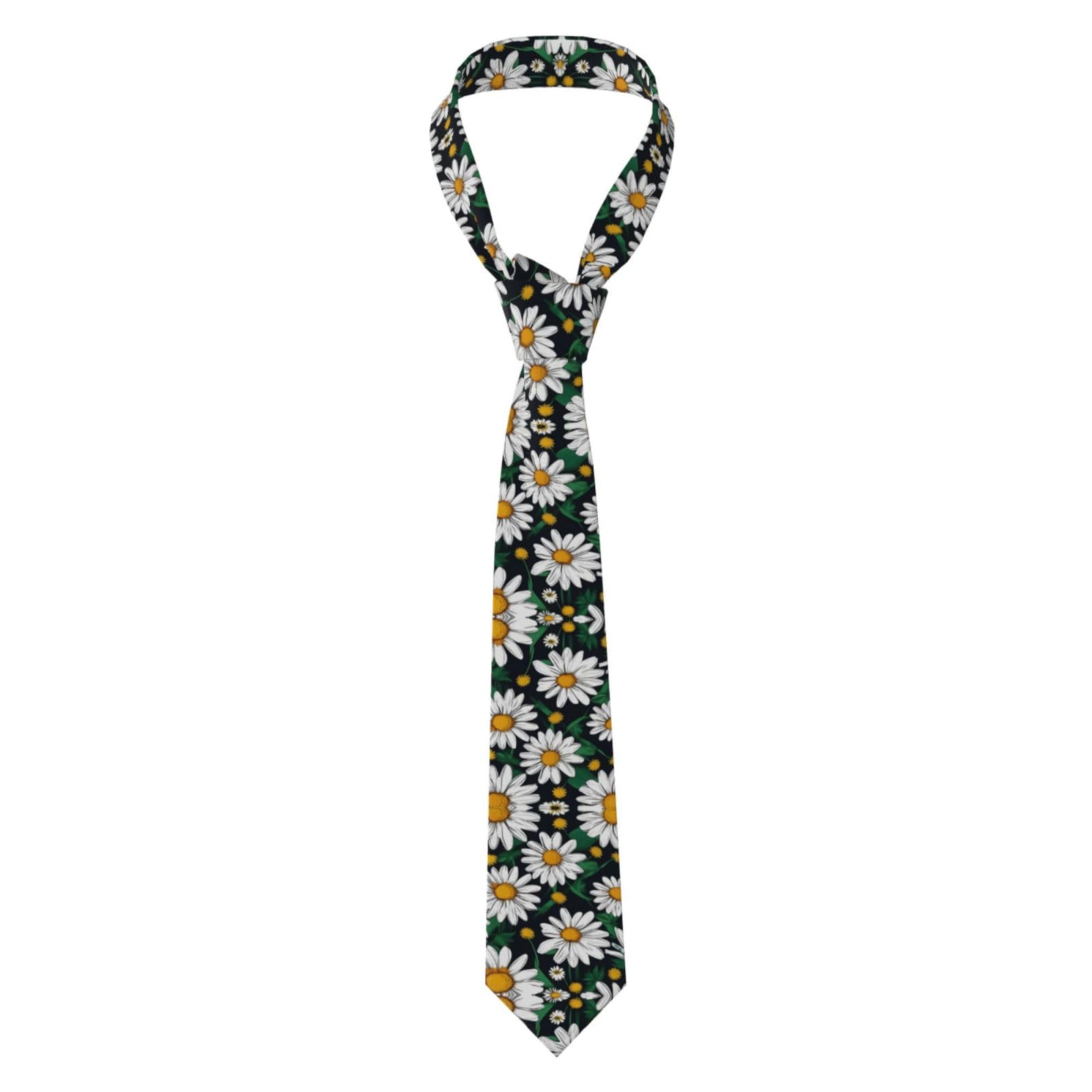 ZANVPG Floral Flowers Daisies Men'S Tie Necktie Formal Classic Elegant Ties Wedding Business Ceremony Banquet