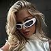 PEGH Wrap Around Sunglasses Y2K Trendy, Fashion White Sport Shades Blue Lens Moon Décor