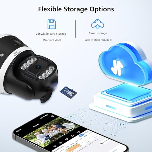 Image of Camate Phoenix 2+2+2 MP Triple-Lens (2.4 /5 Ghz Wi-Fi) Wireless CCTV Camera | Two Way Talk | Motion Detection | Colored Night Vision | Support 256 GB sd Card, Onvif (Wi-Fi Connectivity)