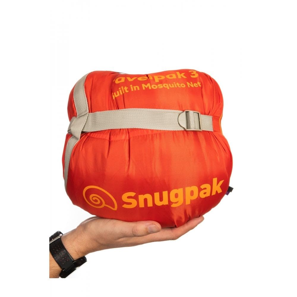 Snugpak | Travelpak 3 | Śpiwór na zewnątrz | Wbudowany moskitiera | Antybakteryjny (szmaragdowa zieleń, zamek po lewej stronie)