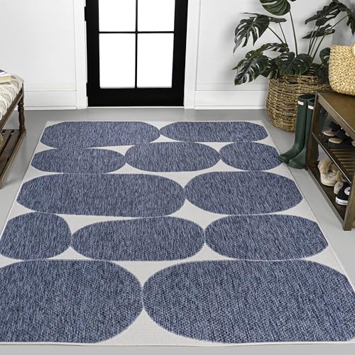 Tapete decorativo moderno 7'10" x 10' Navy/Cream miniatura 3
