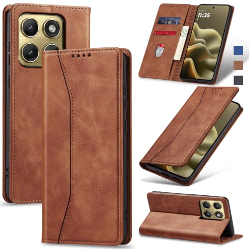 Image of Jasonyu Flip Wallet Case for Motorola Edge (2026) 5G,Brown