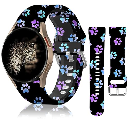 20mm Silicone Sport Bands Compatible for Galaxy Watch 6/Watch 5/Galaxy Watch 4 40mm 44mm/Classic 42mm 46mm/Watch 3 41mm, Active 2 Watch Bands,Cute Replacement Strap for Women Men(Purple Galaxy Dog