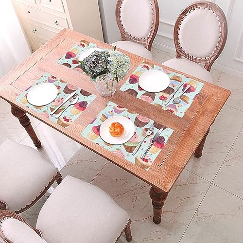 Set de table de décoration de table lavable lot de 4 sets de table en vinyle cupcake