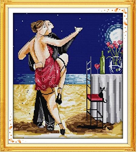 Kit Point de Croix Couple de Danseurs Broderie 11CT Estampé 40x50 cm