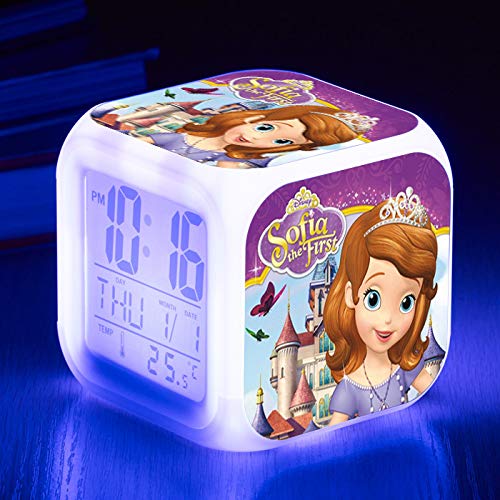 Preisvergleich Produktbild piaolinglifang store LED quadratischer Kleiner Wecker Sieben Farblichter mit Temperaturanzeigen-Weckfunktion Wecker-Animationsspiel-Peripheriewecker m001-719