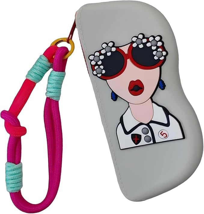 Cute Glasses Case, Cute Sunglasses Case for Women, Soft Sunglasses Holder Silicone Organizer with Wrist Strap, Storage Bag for Travel Accessories-image-24