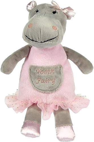 Maison Chic | Hannah the Hippo Tooth Fairy Pillow Muñeco de peluche con bolsillo | Primer juguete de dientes sueltos | Celebra el primer hito