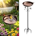 Parovite 50" Tall Metal Bird Bath for Outside - Removable Birdbath Bowl with Stable 5-Prong Auger Base, Easy Clean Garden Yard Patio Lawn Decor, Rust-Proof