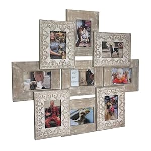 Handcarved mango wood collage picture frames 4×6 picture frames collage for wall decor 9 pack photo collage frame for gallery multi family picture frame set glass front rustic fully assembled whitewas  urban country home decor