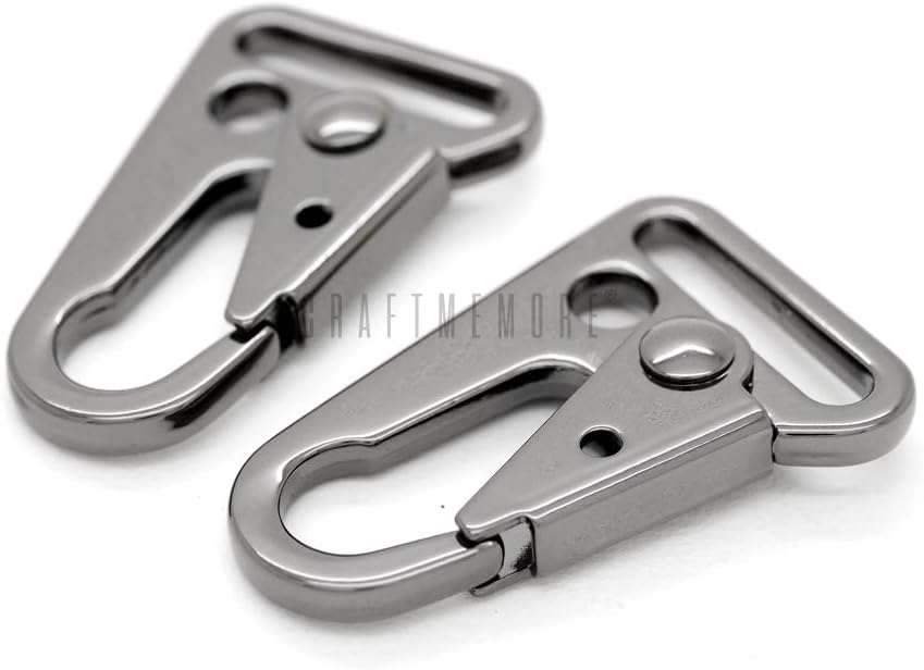CRAFTMEMORE 2pcs Metal Snap Hook Sling Clip Spring Gate Quick Release Carabiner Attachment Tactical Bag Accessories (Gunmetal Black) : Sports & Outdoors