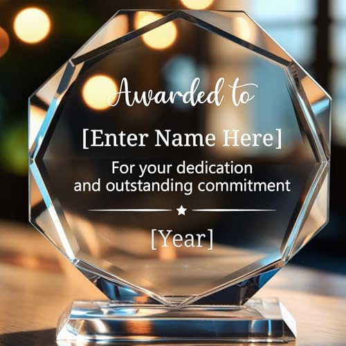 Image of Personalized Crystal Trophy Award - Custom Awards and Trophies for Employees, Coworkers, Boss - Retirement, Farewell, Appreciation, Recognition Gifts - Custom Plaques