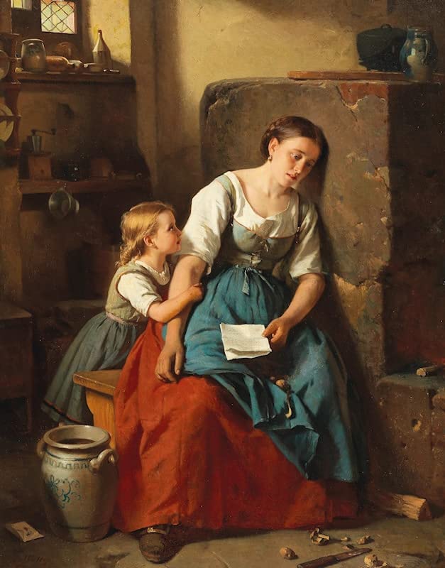 Impression d'art tableau la Lettre de Berthold Woltze sur toile premium