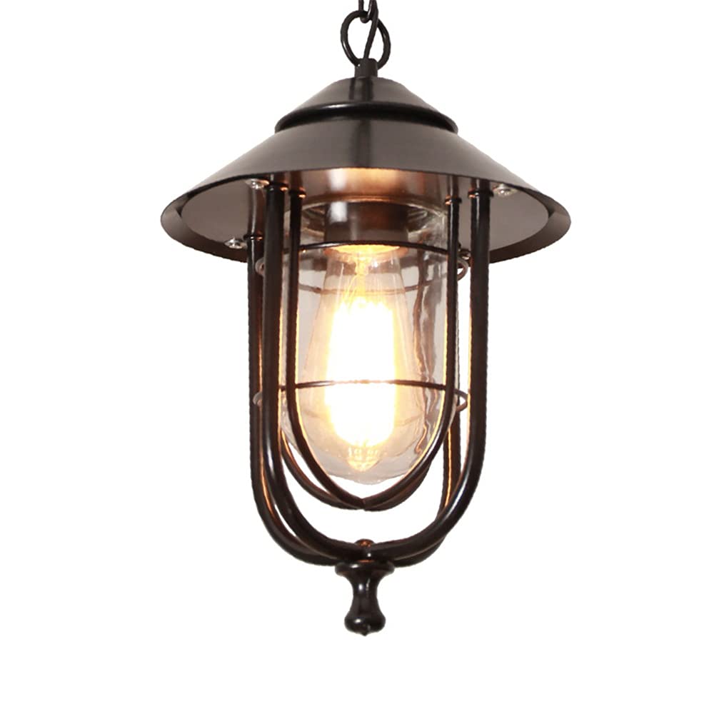 LYMSXAZOU Vintage Industrial E27 Outdoor Pendant Light - Retro Metal Lantern Waterproof Hanging Lamps for Gazebo Patio Balcony Courtyard Villa & Loft Rainproof Ceiling Chandelier