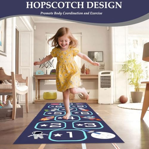 Tapis de marelle pour enfants, tapis de salle de jeux éducatif avec dos antidérapant, parfait pour la chambre à coucher, la crèche et la salle de jeux