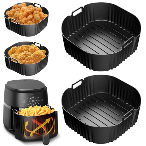 Youkly 2 Stück 19CM Airfryer Silikonform für Philips 4,2L Airfryer 2000-Serie Na229/00, Airfryer Zubehör für Philips 4.2L Na320/00, Auflaufform Airfryer, Eißluftfritteuse Einsatz-4.2L
