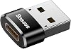 Baseus, Computer/Phone Mini Hub Adapter, Black, 3A, Input: USB Type A 2.0, Output: USB Type C, Travel Size, Lightweight