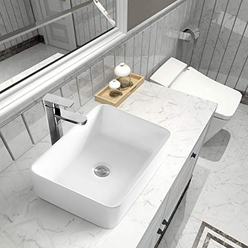 Sinber 19" X 15" X 5.31" White Rectangular Ceramic Countertop Bathroom Vanity Vessel Sink Bvs1915A-Ol #TOP1