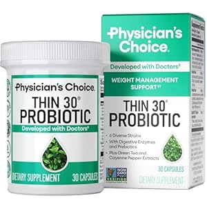 Physician’s CHOICE Probiotics for Weight Management & Bloating – 6 Probiotic Strains – Prebiotics – Key ingredient Cayenne – Supports Gut Health – Weight Management for Women & Men – Green Tea – 30 CT
