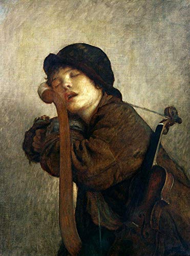 ABLERTRADE DHArt Metal Wall Art portraits The wandering little entertainer - Sleeping child violin Vintage Decor House Home Bar Office Tin Sign 8X12 Inch