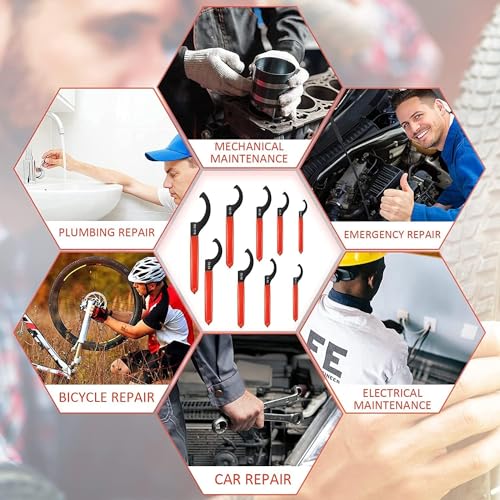 MSYU 9 Pieces Coilover Spanner Wrench Set Adjustable Shock Coilover Wrench Spanners Hook Wrenches Tools Coilover Wrench Steel Spanner for Suspension System and Shock Adjustments - Image 4