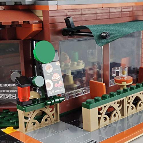 LOTSOFUN Modular Building Haus Café Bausatz mit 12 Minifiguren & LED Licht, Street View Stadthaus Klemmbausteine… – Bild 6